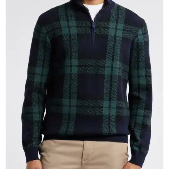 Vineyard Vines Other - Vineyard‎ Vines Boathouse Plaid Quarter Zip Merino Wool Cotton Sweater Mens L